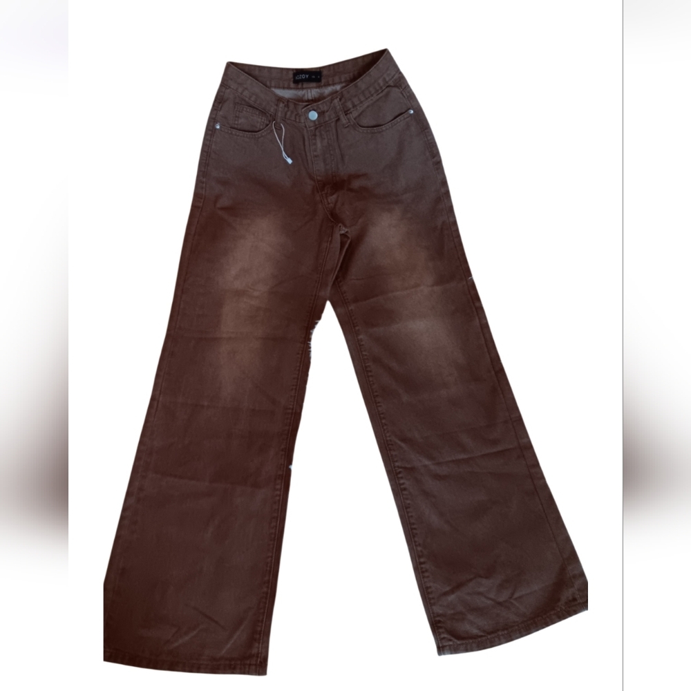 Wide Leg Brown Jeans Size 4 Kicc Zoy
